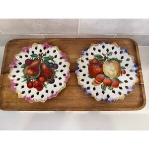 Reticulated Porcelain‎ Fruit Plates - Set of Two